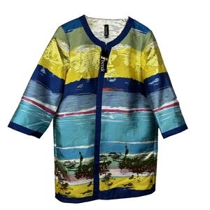 Berek Jacket‎ Womens XL Metallic Brocade Coat Artsy Event Open Front Modern NWT